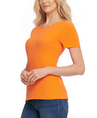 DKNY Women Beaded Neck Top Neon Orange