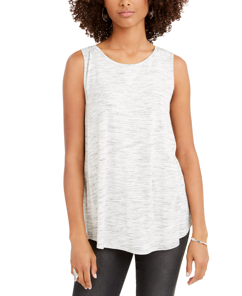 Style & Co Women Spacedyed Tank Tank Top Deep Black