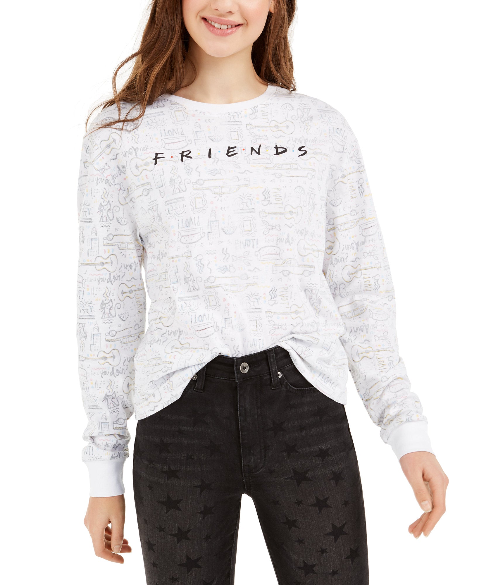 Modern Lux Women Warner Brothers Friends Graphic T Shirt White
