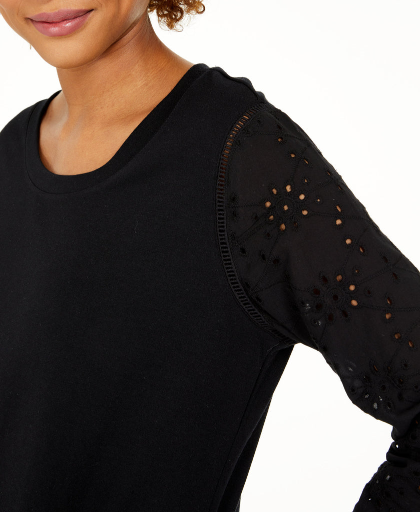 Style & Co Women Eyelet Sleeve Cotton Top