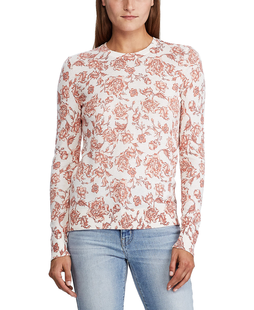 Lauren Ralph Lauren Women Floral Long Sleeve Top Pale Cream