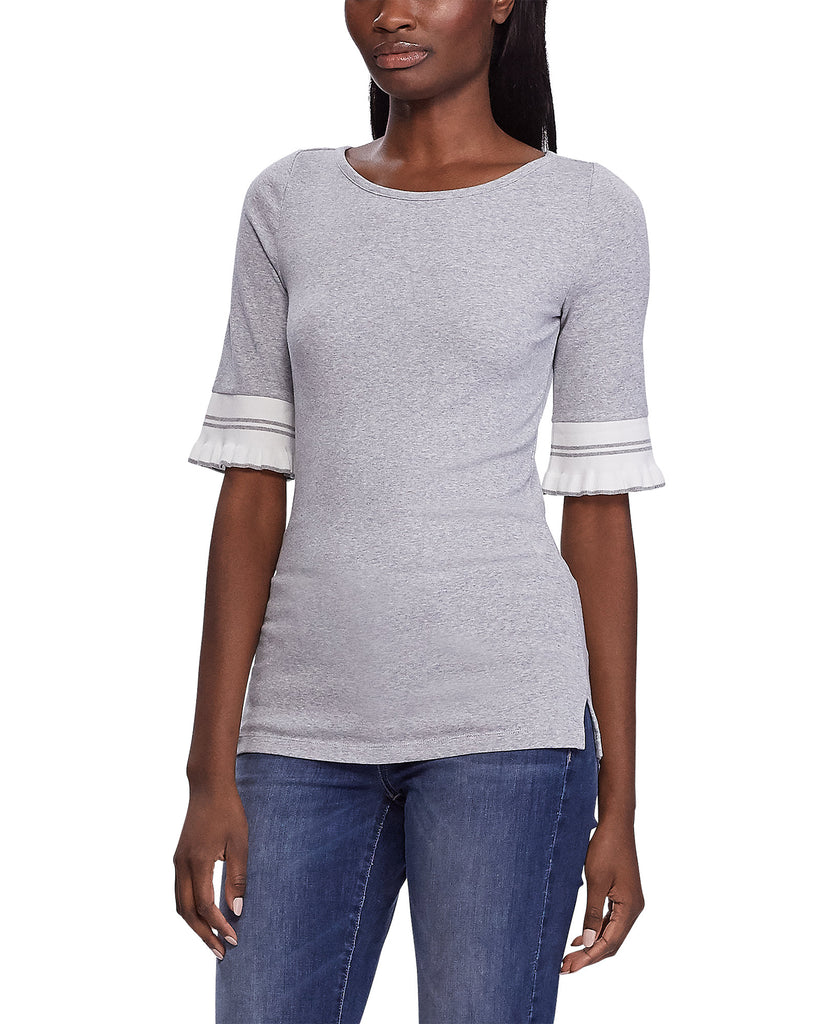 Lauren Ralph Lauren Women Ruffled Top Grey Heather