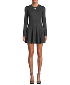 Nicole Miller Women Ponté Knit Fit & Flare Dress Dark Charcoal