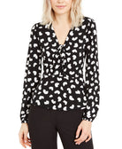 MICHAEL Michael Kors Women Petal Print Bow Hardware Top Black