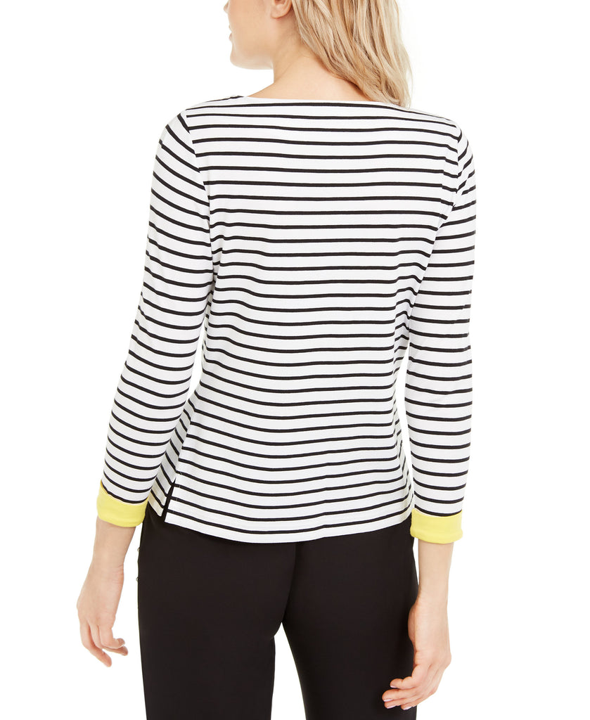 Anne-Klein-Women-Striped-Boat-Neck-Top