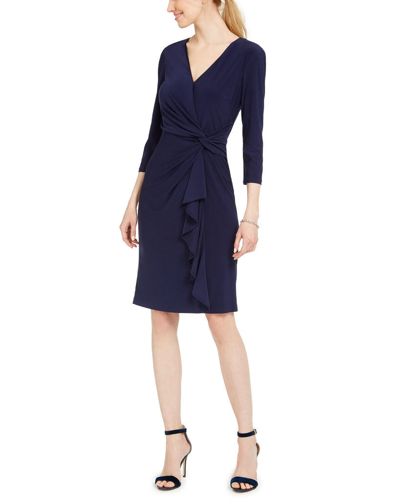 Jessica Howard Women Ruched Jersey Dress Navy