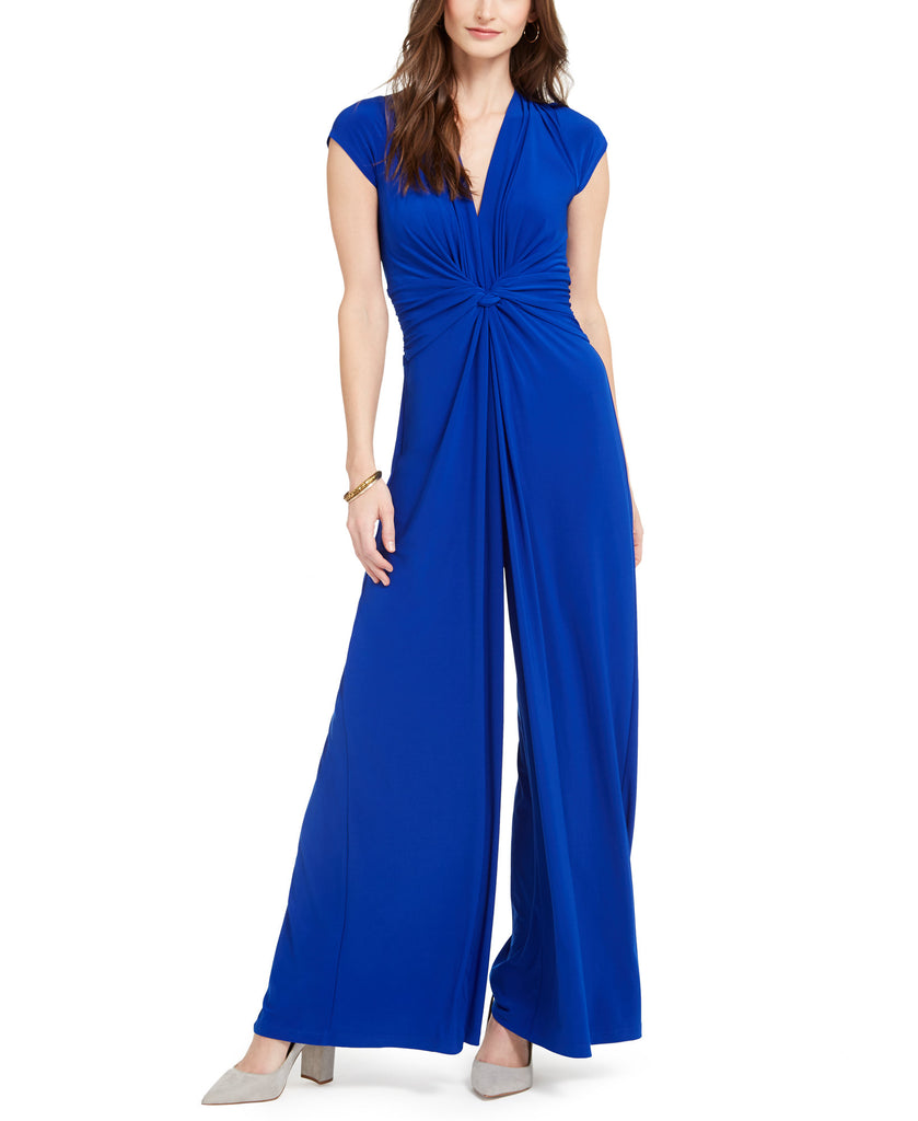 Vince Camuto Women Twist Front Plunge Jumpsuit Royal Blue