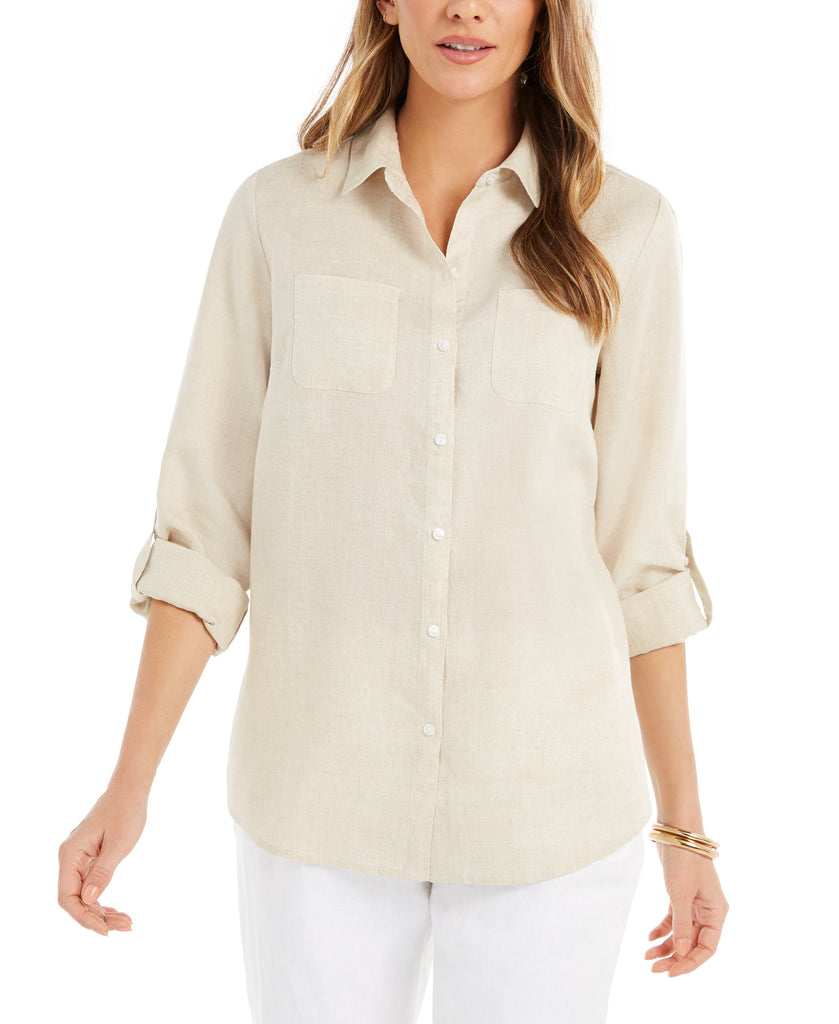 Charter Club Women Linen Shirt Flax