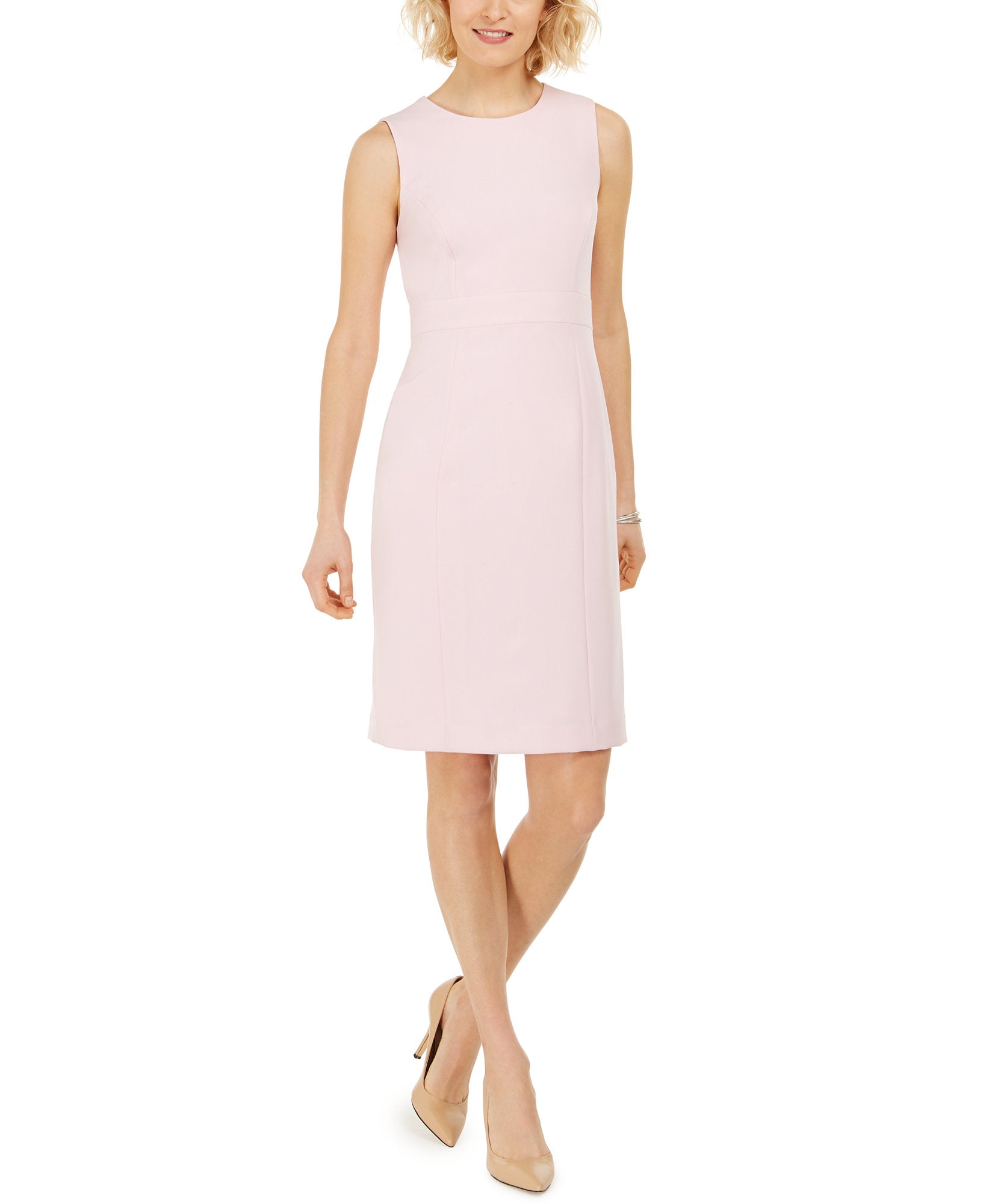 Kasper Women Petite Stretch Crepe Sheath Dress Tutu Pink