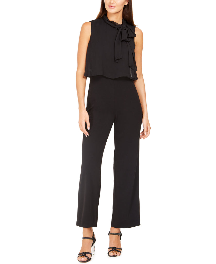 Calvin-Klein-Women-Chiffon-Tie-Popover-Jumpsuit-Black