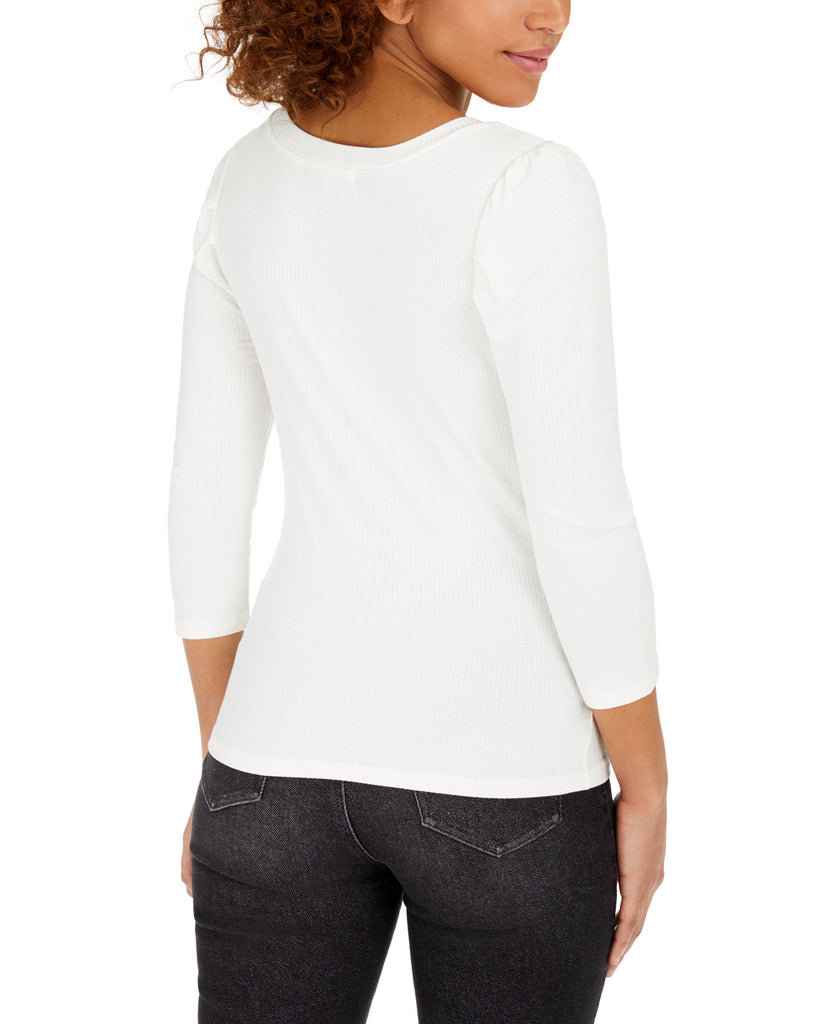 Crave Fame Women Puff Sleeved Rib Knit Top