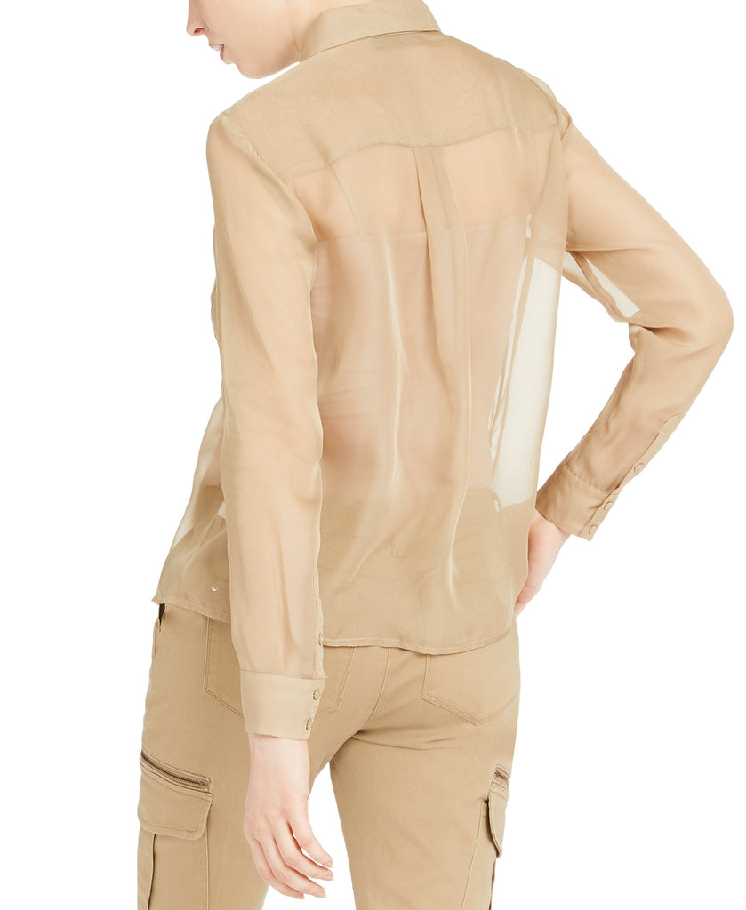 INC International Concepts Women Sheer Utility Shirt