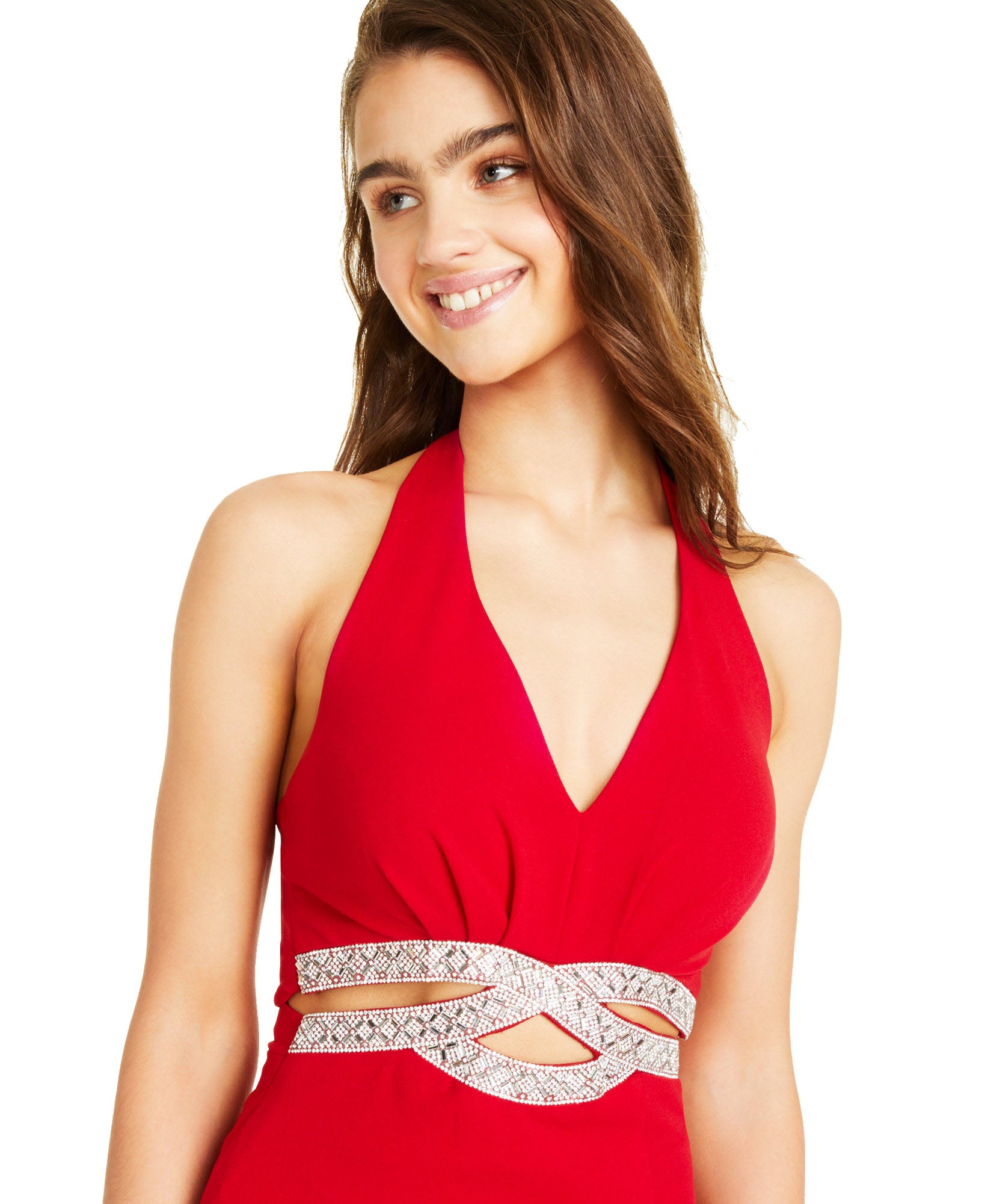 Speechless Women Embellished Halter Gown