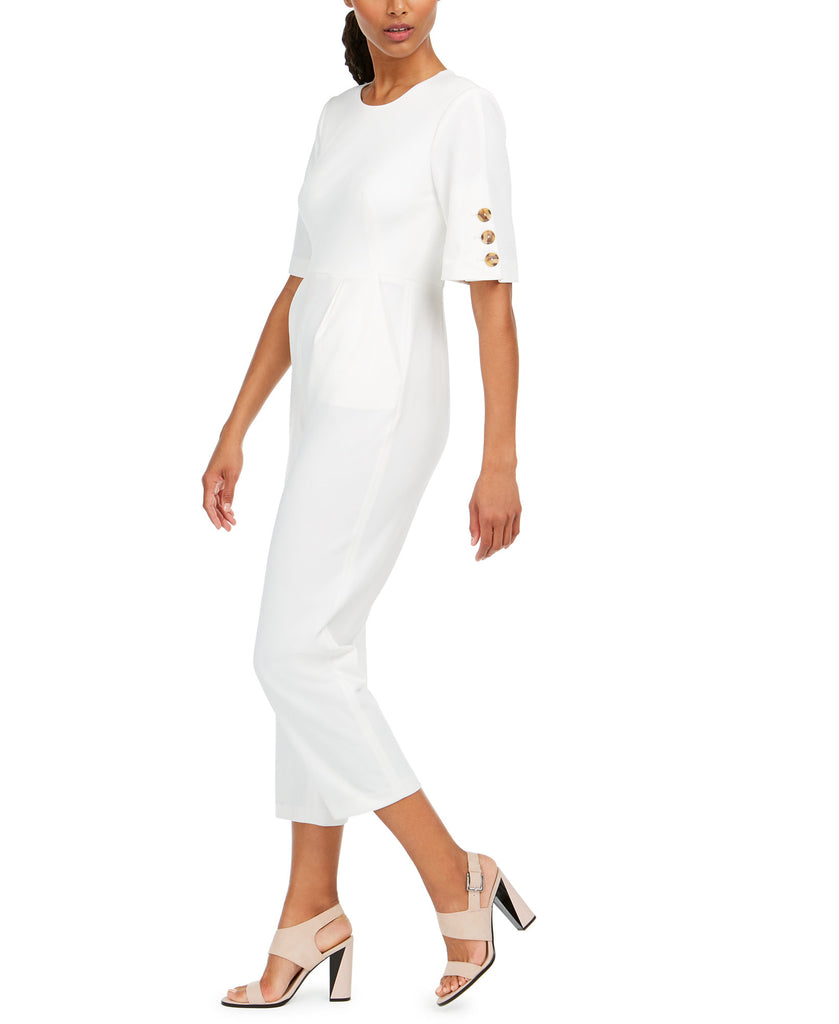 Calvin Klein Women Button Trim Cropped Jumpsuit