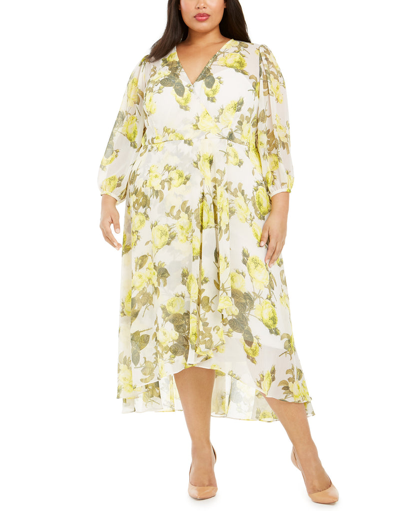 Calvin Klein Women Plus Printed Midi Dress Popcorn Floral