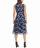 DKNY Women Embroidered Midi Fit & Flare Dress