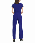 DKNY Women Triple Layer Sleeve Surplice Jumpsuit