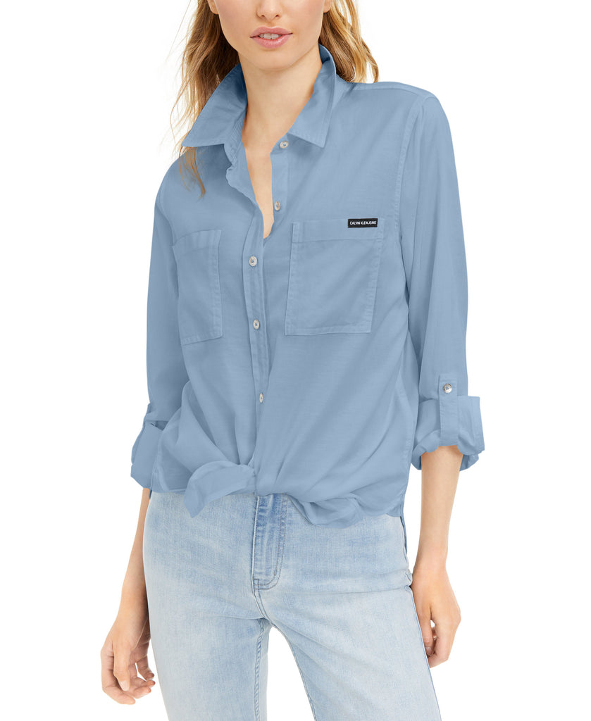 Calvin Klein Jeans Women Utility Shirt Chambray Blue