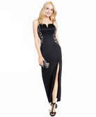 BCX Women Notch Neckline Lace Detail Gown Black Nude