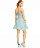 City Studios Women Lace Up Back Glitter Dress