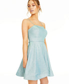 City Studios Women Lace Up Back Glitter Dress