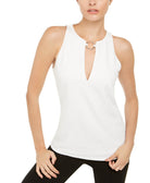 INC International Concepts Women O Ring Keyhole Top Washed White