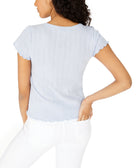 Hippie Rose Women Printed Pointelle Knit T Shirt