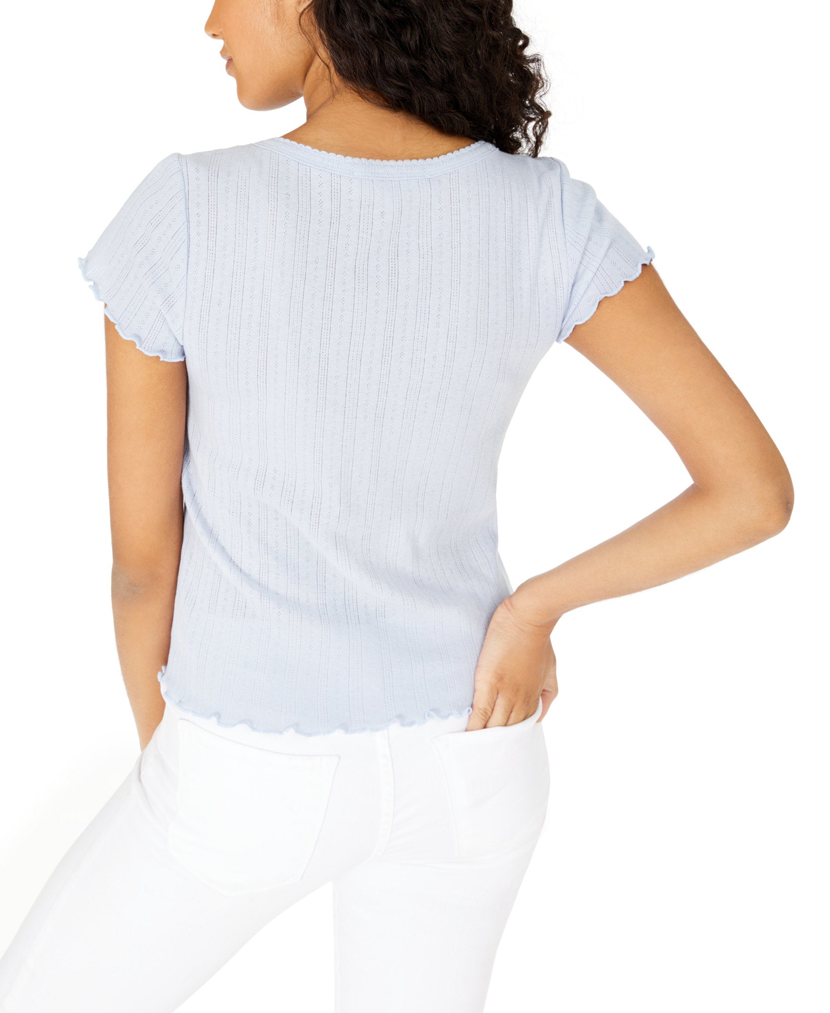 Hippie Rose Women Printed Pointelle Knit T Shirt