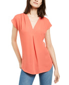 INC International Concepts Women Plus Mixed Media Dolman Sleeve Top Grapefruit