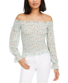 Lucy Paris Women Isabella Smocked Off The Shoulder Top Mint Floral