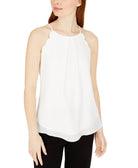 BCX Women Scalloped Sleeveless Top White