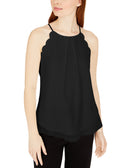 BCX Women Scalloped Sleeveless Top Black