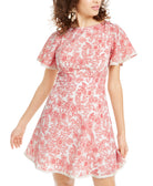 B Darlin Floral A Line Dress Cream Mauve Cream