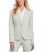 DKNY Women Petite Twill Collarless One Button Blazer Seamoss