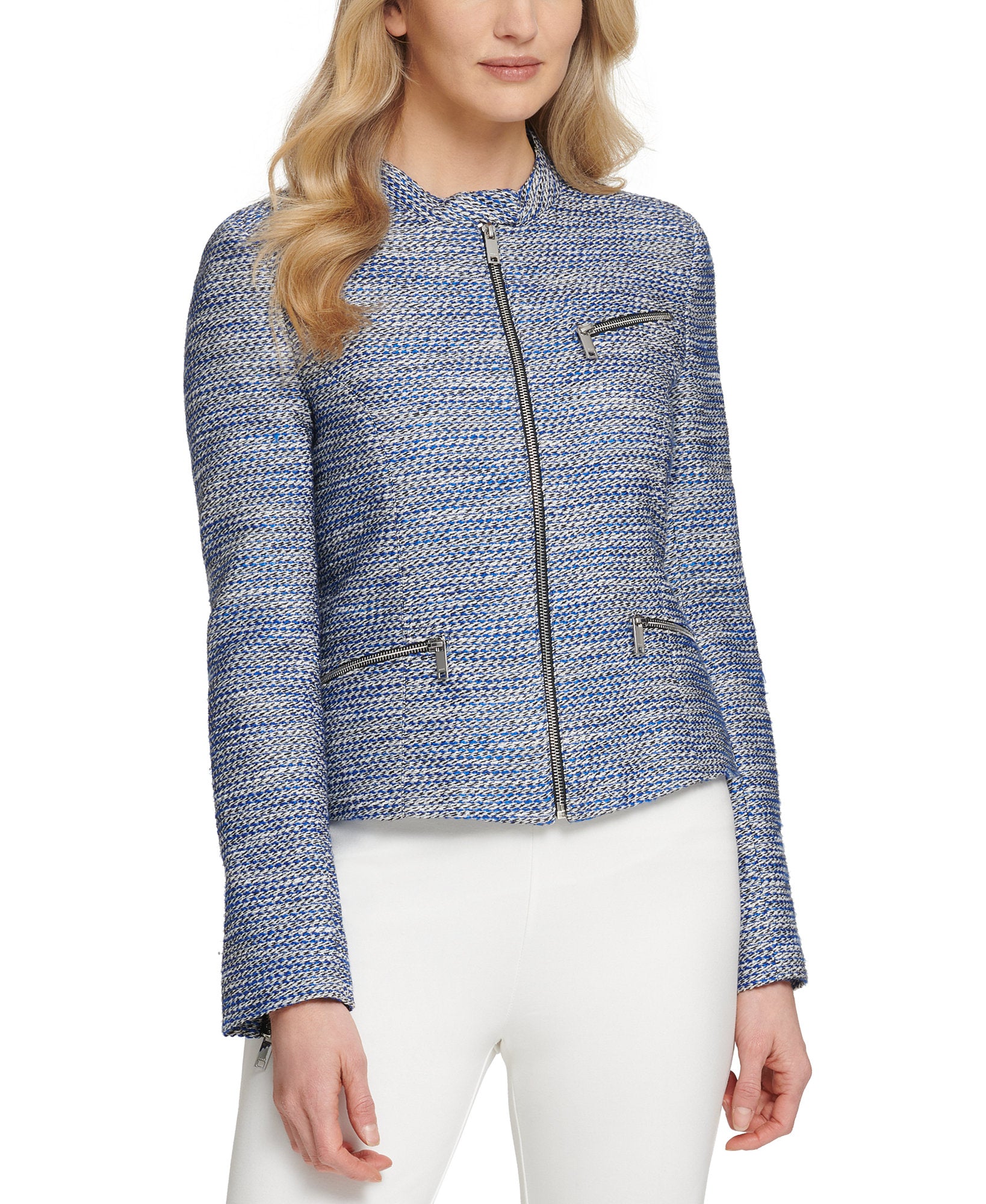 DKNY Women Tweed Moto Jacket