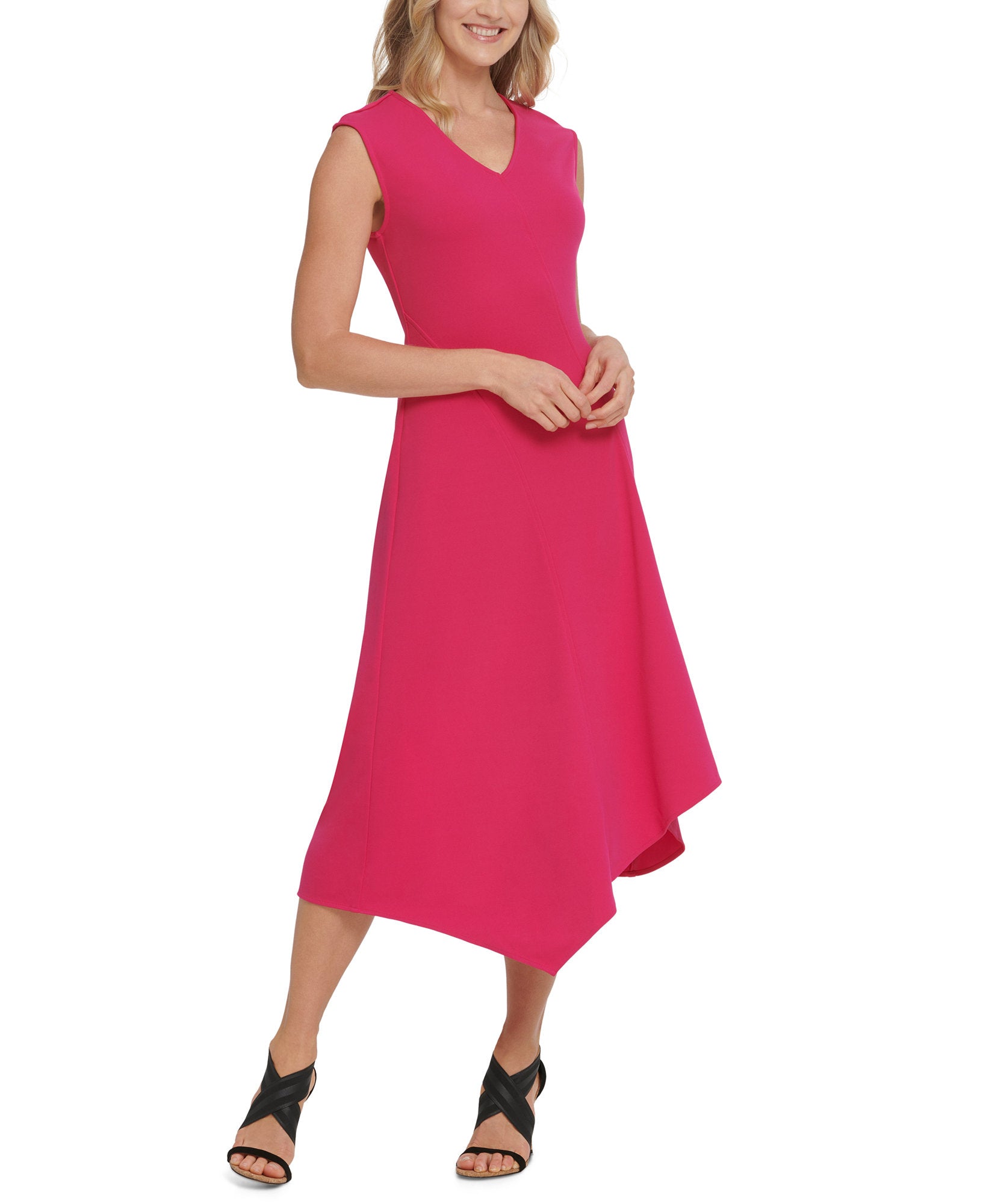 DKNY Women Asymmetrical Midi Dress Orchid 