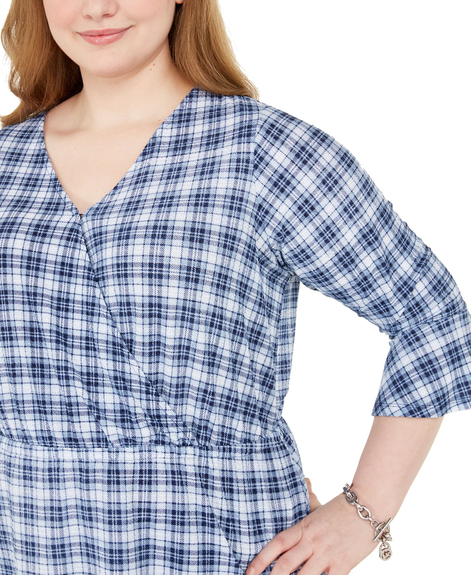 MICHAEL Michael Kors Women Plus Plaid Bell Sleeve Top
