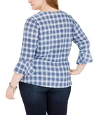 MICHAEL Michael Kors Women Plus Plaid Bell Sleeve Top