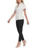 DKNY Women Belted Short Sleeve Jacket