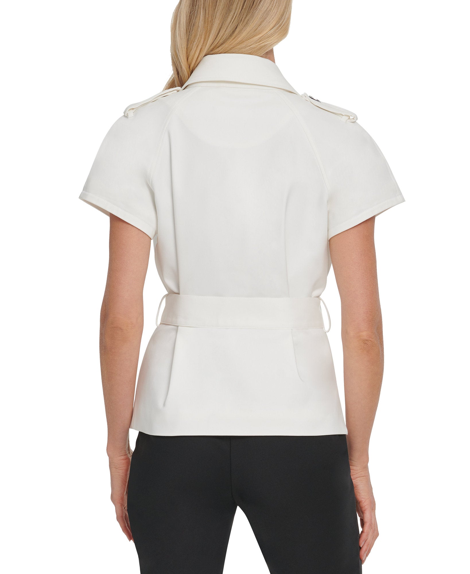 DKNY Women Belted Short Sleeve Jacket