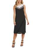 DKNY Women Mixed Media Sleeveless Dress White black