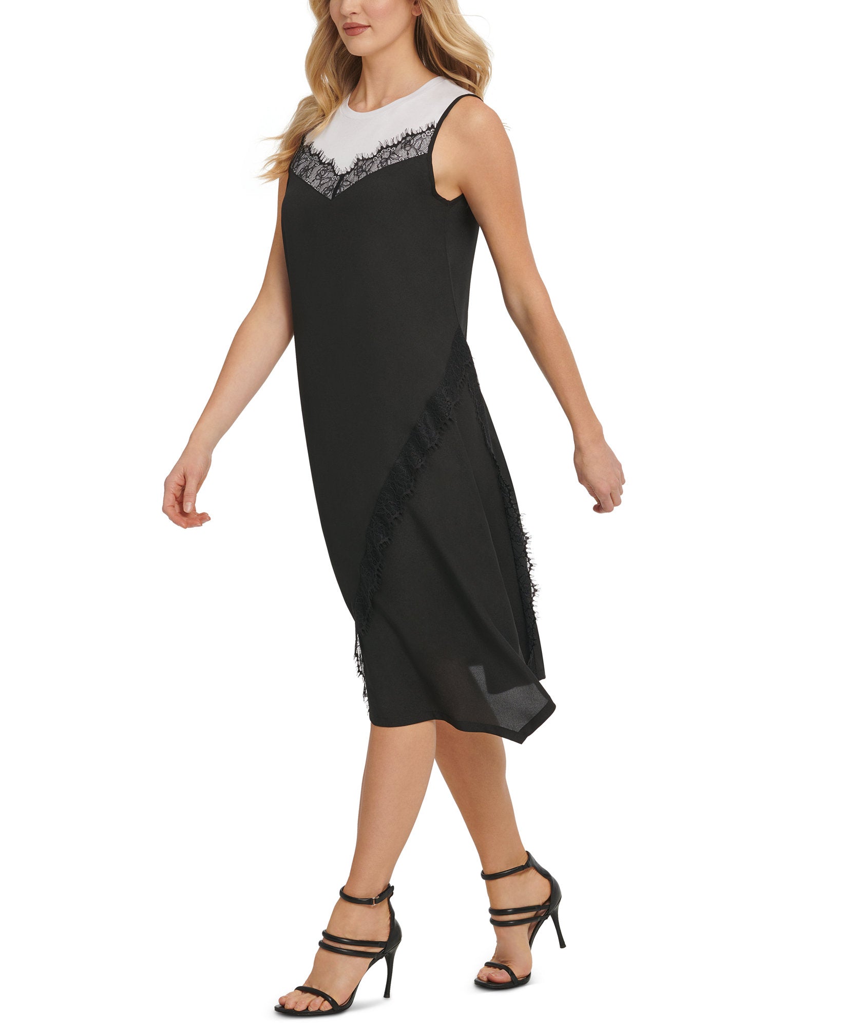 DKNY Women Mixed Media Sleeveless Dress