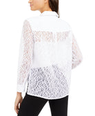 Alfani Women Lace Button Down Top