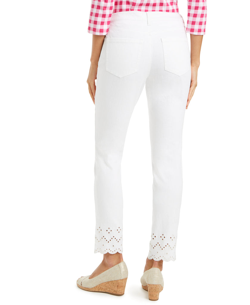 Charter Club Women Eyelet Ankle White Jeans