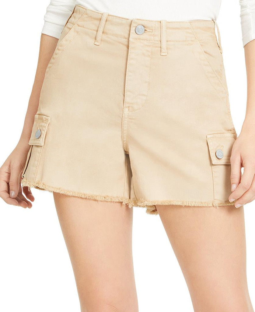 Vigoss Jeans Women Raw Edge High Rise Cargo Shorts Beige