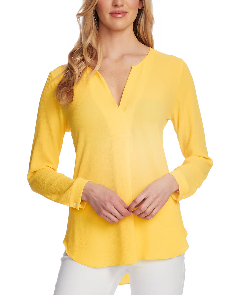 Vince Camuto Women Split Neck Top Primrose Yellow