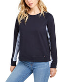 Tommy Hilfiger Women Woven Trim Sweatshirt Sky Captain