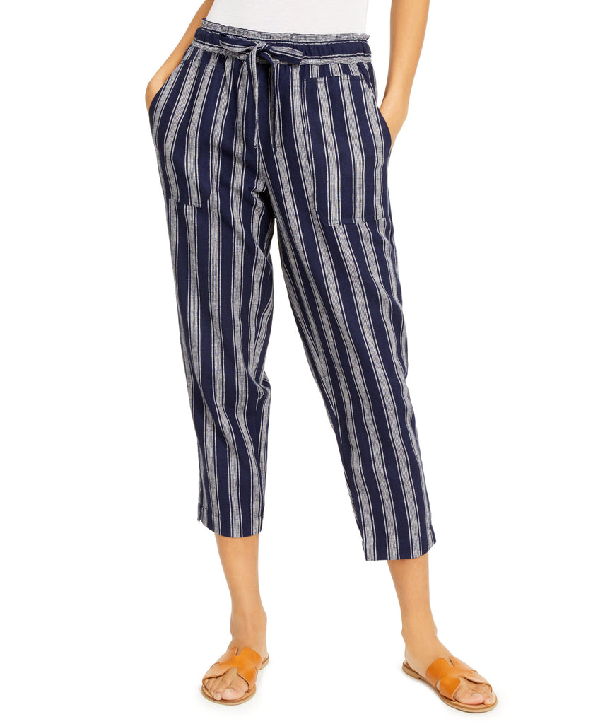 Indigo Rein Juniors Striped Cropped Soft Pants Dark Blue