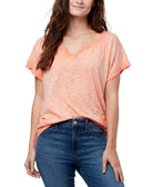 William Rast Women Split Neck Raglan Sleeve T Shirt