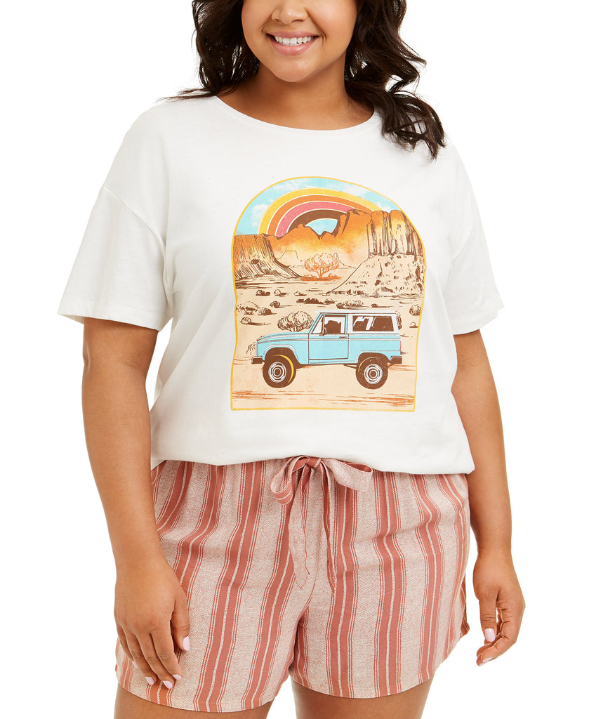 Rebellious One Women Plus Trendy Cotton Adventure Graphic T Shirt Marshmellow